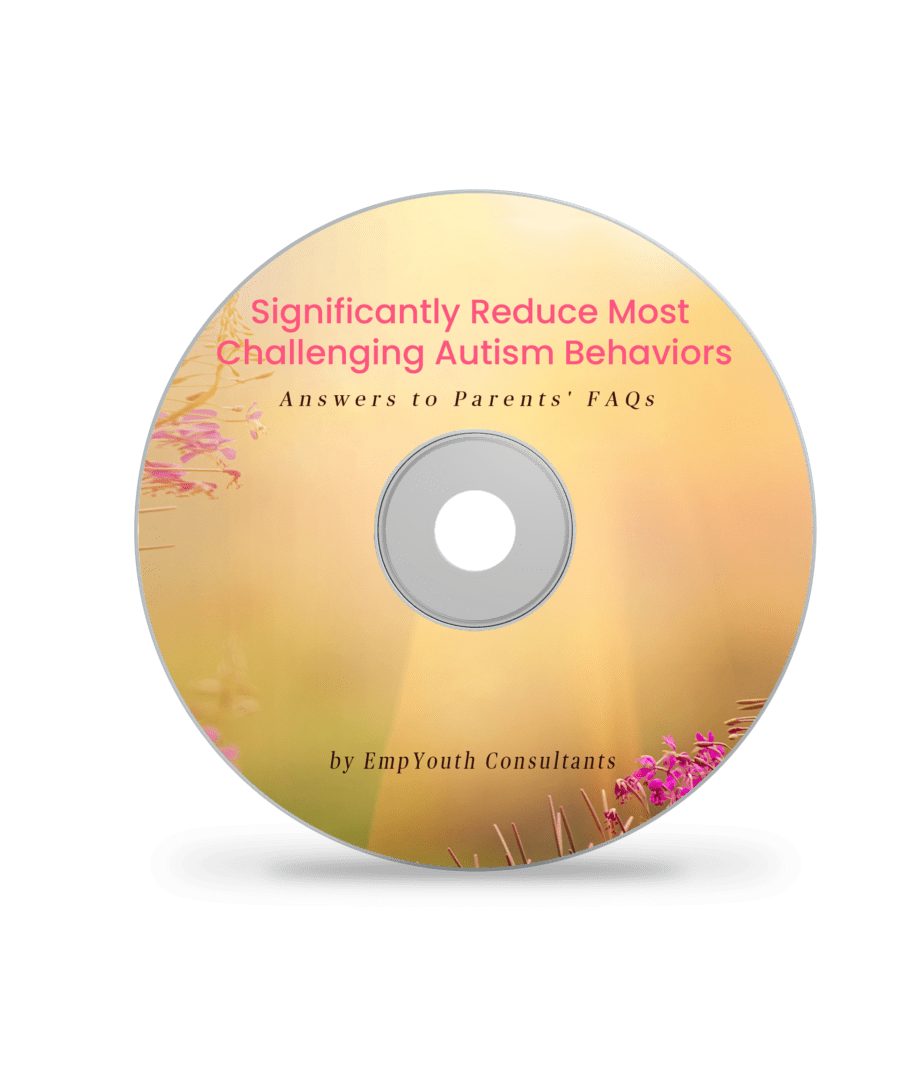 A cd with the words " significantly reduce most challenging autism behaviors ".